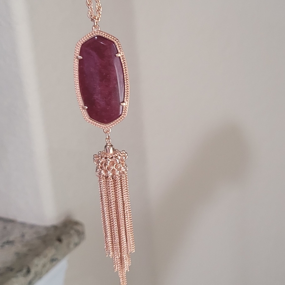 Kendra Scott Maroon Rose Gold Long Necklace Custom - Picture 11 of 13